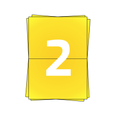 Feuilles d'étiquettes A4, 2 par feuille, 210mm x 296mm,  Jaune - 200 feuilles