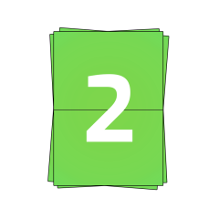 Feuilles d'étiquettes A4, 2 par feuille, 210mm x 296mm, Vert - 200 feuilles