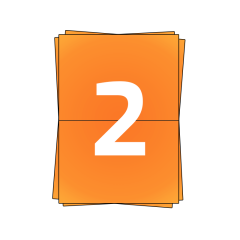 Feuilles d'étiquettes A4, 2 par feuille, 210mm x 296mm, Orange - 200 feuilles