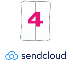 Étiquettes d’expédition SendCloud sur feuilles A4, 4 x étiquettes A6, 400 étiquettes par boîte, permanent, blanc, 104 mm x 148 mm