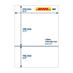 Liste de colisage A4/étiquette de retour DHL, 102 mm x 210 mm, paquet de 100 étiquettes.