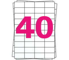 Feuilles d’étiquettes autocollantes A4, 40 par feuille, permanent, blanc, 52 mm x 30 mm