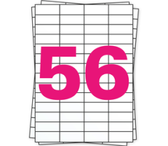 Feuilles d’étiquettes autocollantes A4, 56 par feuille, permanent, blanc, 52 mm x 21 mm