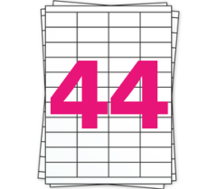 Feuilles d’étiquettes autocollantes A4, 44 par feuille, permanent, blanc, 48,5 mm x 25,4 mm