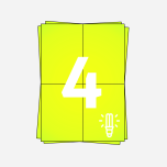 Étiquettes d’expédition DPD sur feuilles A4, 4 x étiquettes A6, 400 étiquettes par boîte, permanent, jaune fluorescent, 104 mm x 148 mm, 100 unités
